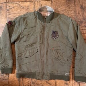 Quiksilver Khaki Green (Reversible) Bomber Jacket with Logo -Medium.